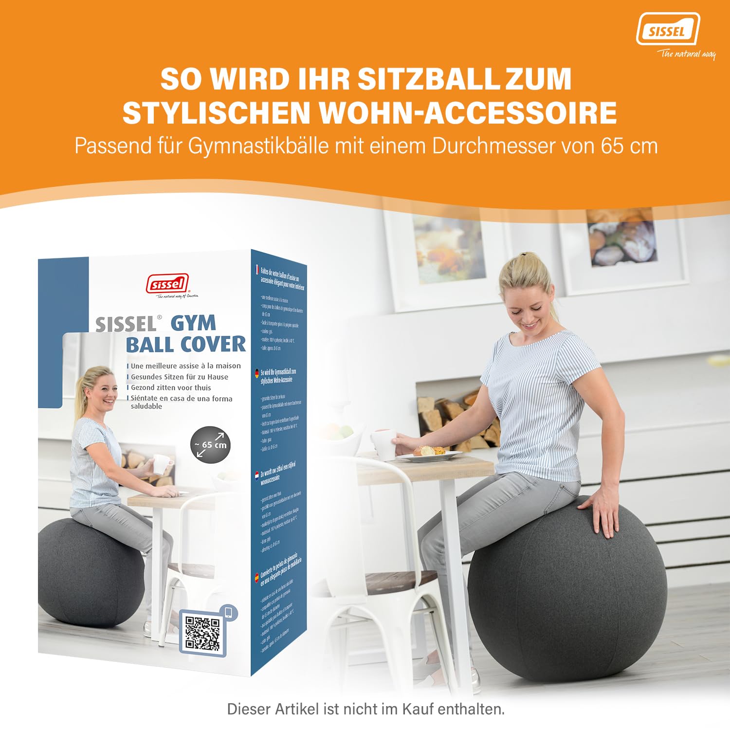 SISSEL SECUREMAX Gymnastikball | Belastung bis 500 kg | 100% PVC & recyclebar | Für Fitness & Therapie | SECUREMAX-Sicherheitssystem | Inkl. Übungsposter & Stöpselheber