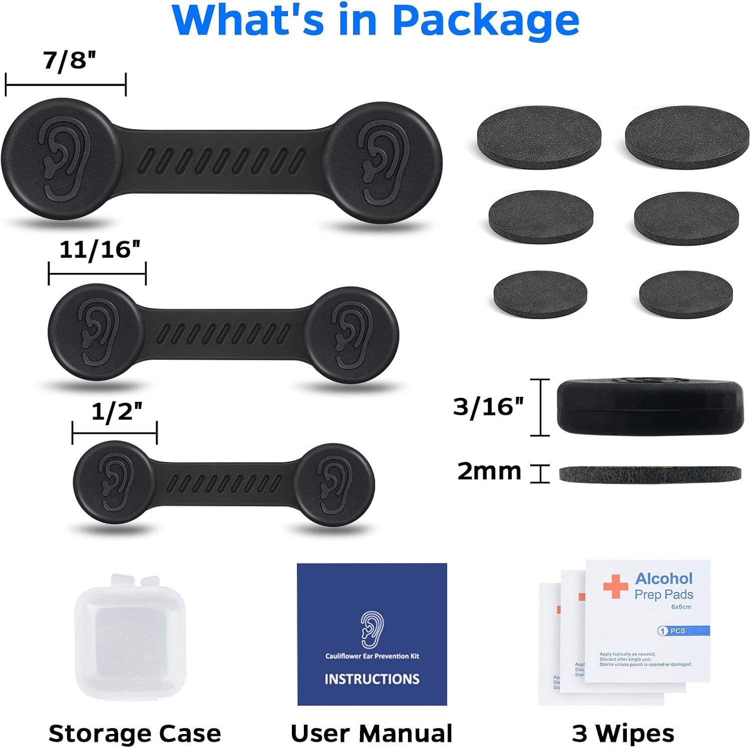 Cauliflower Ear Magnet - Effective Magnets Compression Kit - Prevention & Treatment of Hematomas & Keloid in BJJ, Wrestling, MMA, Grappling, Boxing, Muay Thai, Rugby (Small, Middle and Large)