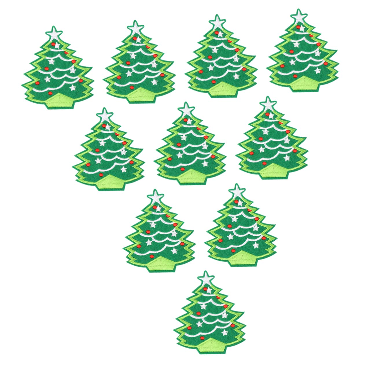 10 Stück Weihnachts Aufnäher - Bestickte Applikationen Mit Bäumen & Sternen