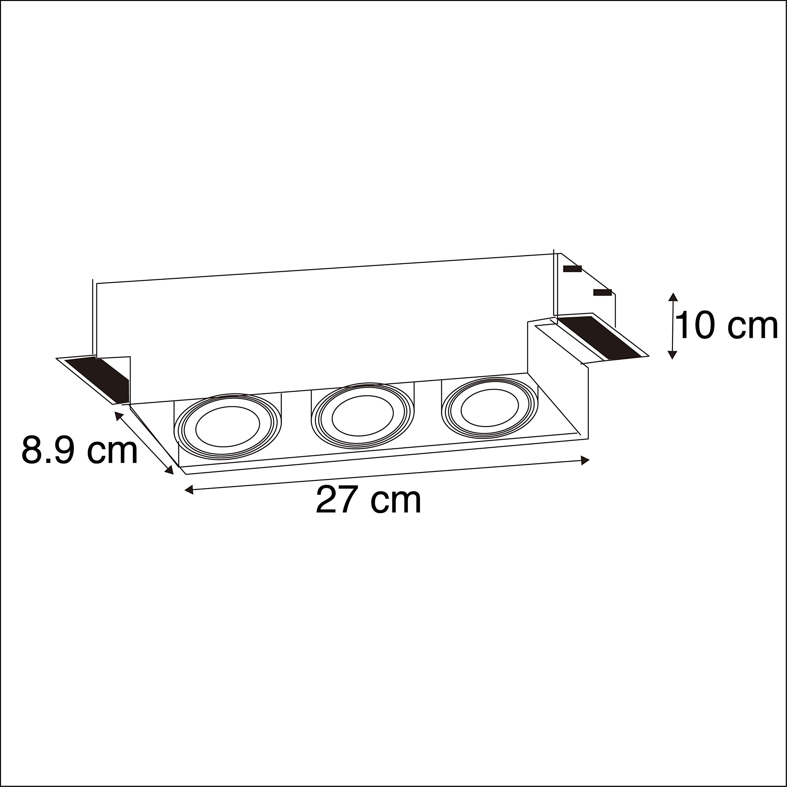 Qazqa oneon trimless 50 - Faretto da incasso Design - 3 luce - L 269 mm - Nero - Design - Soggiorno I Camera da letto I Sala da Pranzo I Cucina