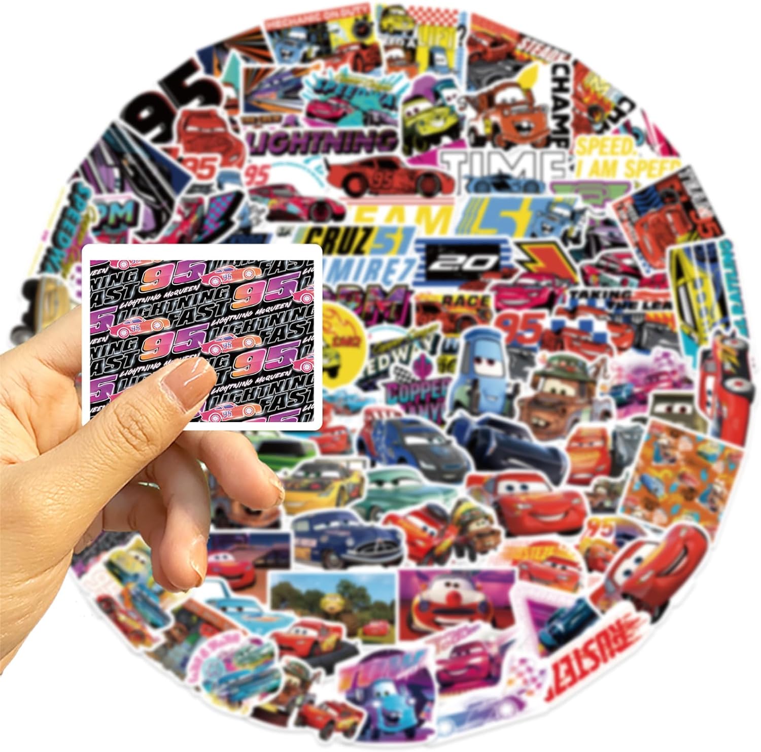 100Pcs Cars Stickers Cool Disney Cartoon Movie Stickers, Vinyl Waterproof Sports Car Sticker for Laptop, Guitar, Water Bottle, Birthday Gifts for Girls, Kids, Teens (100Car) - Image 4