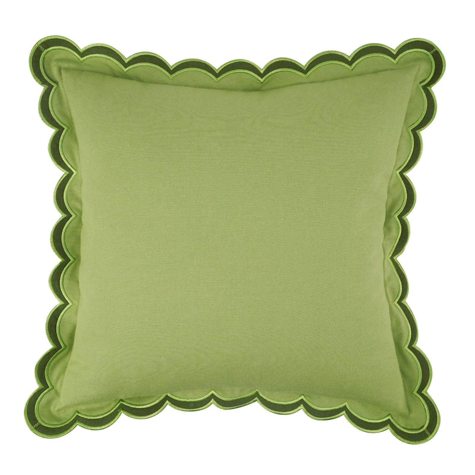 Coussin Festonné Vert 45x45 cm en Coton avec Point de Croix pour Canapé Grandmillennial Lot de 4