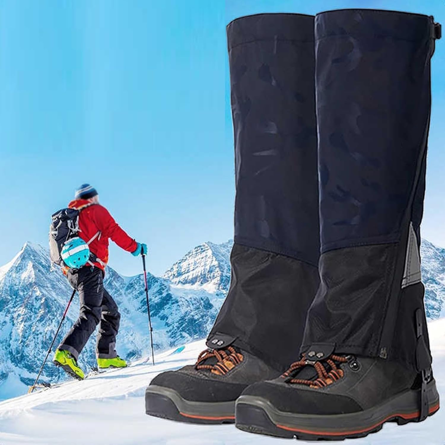 Guêtres De Neige Légères Réglables Guêtres Respirantes pour Hommes Et Femmes Alpinisme en Plein Air Et Randonnée Guêtres De Neige, Sangle De Boucle en TPU, pour L’Alpin, Color 1, M