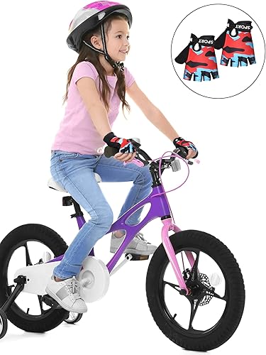 Miniatura 5 de SATINIOR 4-Pairs Kids Bike Gloves, Fingerless Gloves for Boys & Girls, Non-Slip Cycling Glove with Adjustable Strap, Breathable Half-Finger Climbing