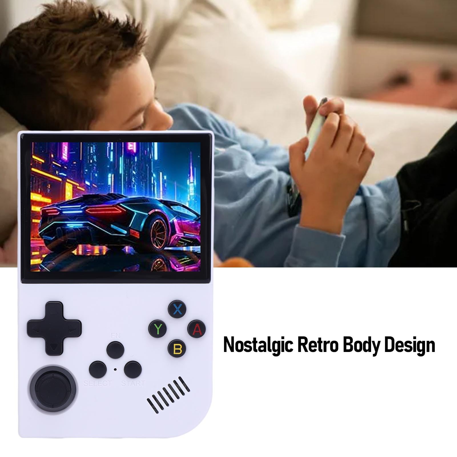 Konsola Gier Retro, Przenośna Ręczna Konsola Gier z Układem Gier RK3326, Ergonomiczny Joystick Ekranu 3,5 -calowy, Zbudowany w Baterii 3500 MAh dla 2D i Niektórych Gier 3D. (128G)
