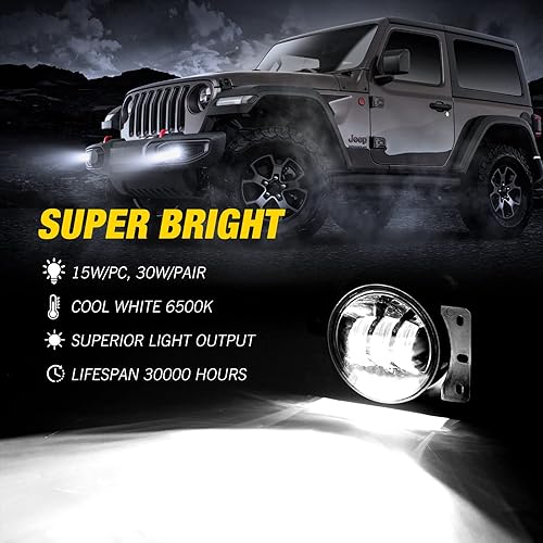 Miniatura 5 de OPP ULITE JL - Luces antiniebla LED para Jeep JL Wrangler 2018-2022 JL JLU Unlimited Sport Rubicon Sahara de 4 pulgadas, 30 W, lámparas antiniebla