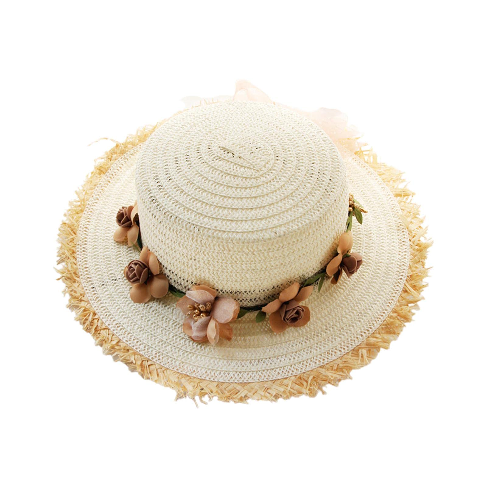 Merishopp Women Summer Straw Caps Foldable Party hat Protection for Beach Outdoor Milky | Clothing, Shoes & Accessories | Womens Accessories | Hats-picture-24