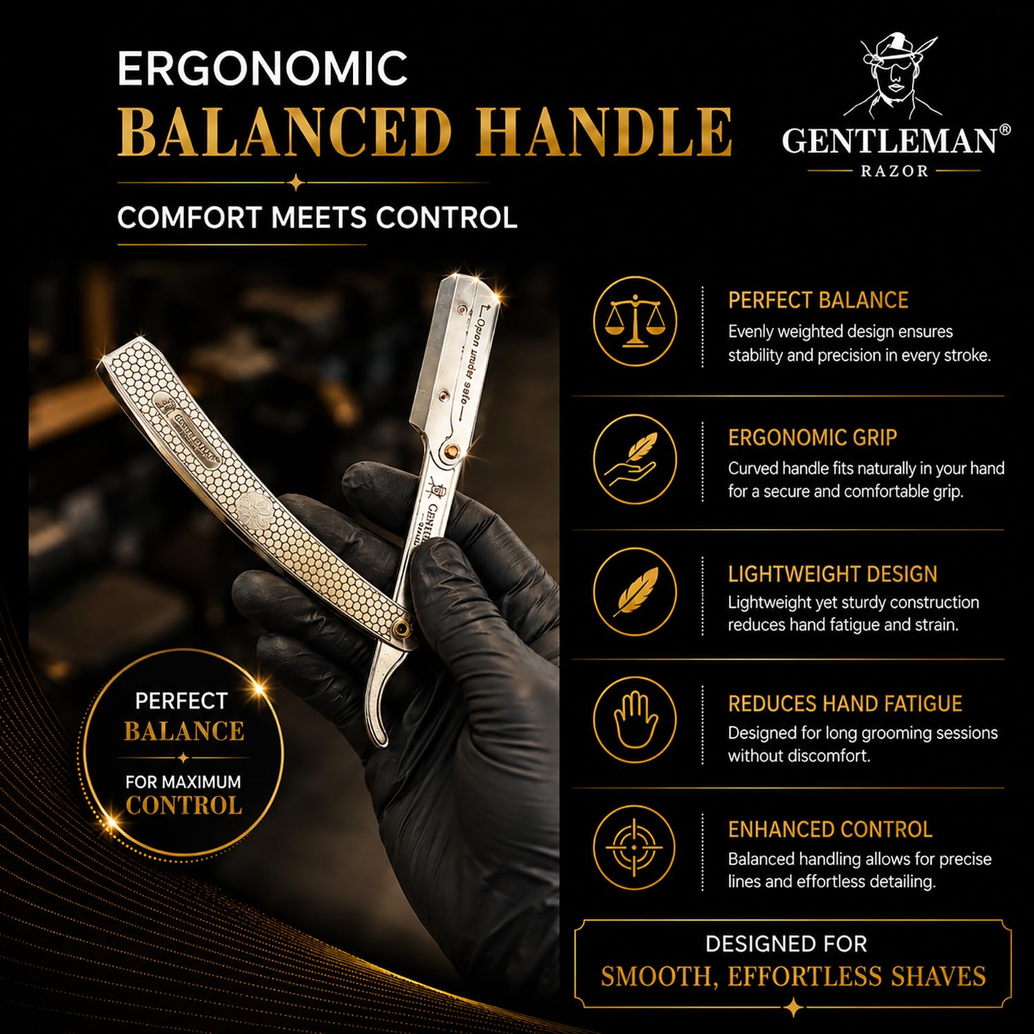 Fortive Gentleman Barber Folding Face Razor for Men - Stainless Steel Shaver for Men with Free Blade, Beard Shaper Tool - Straight Razor for a Precise and Smooth Shaving 2