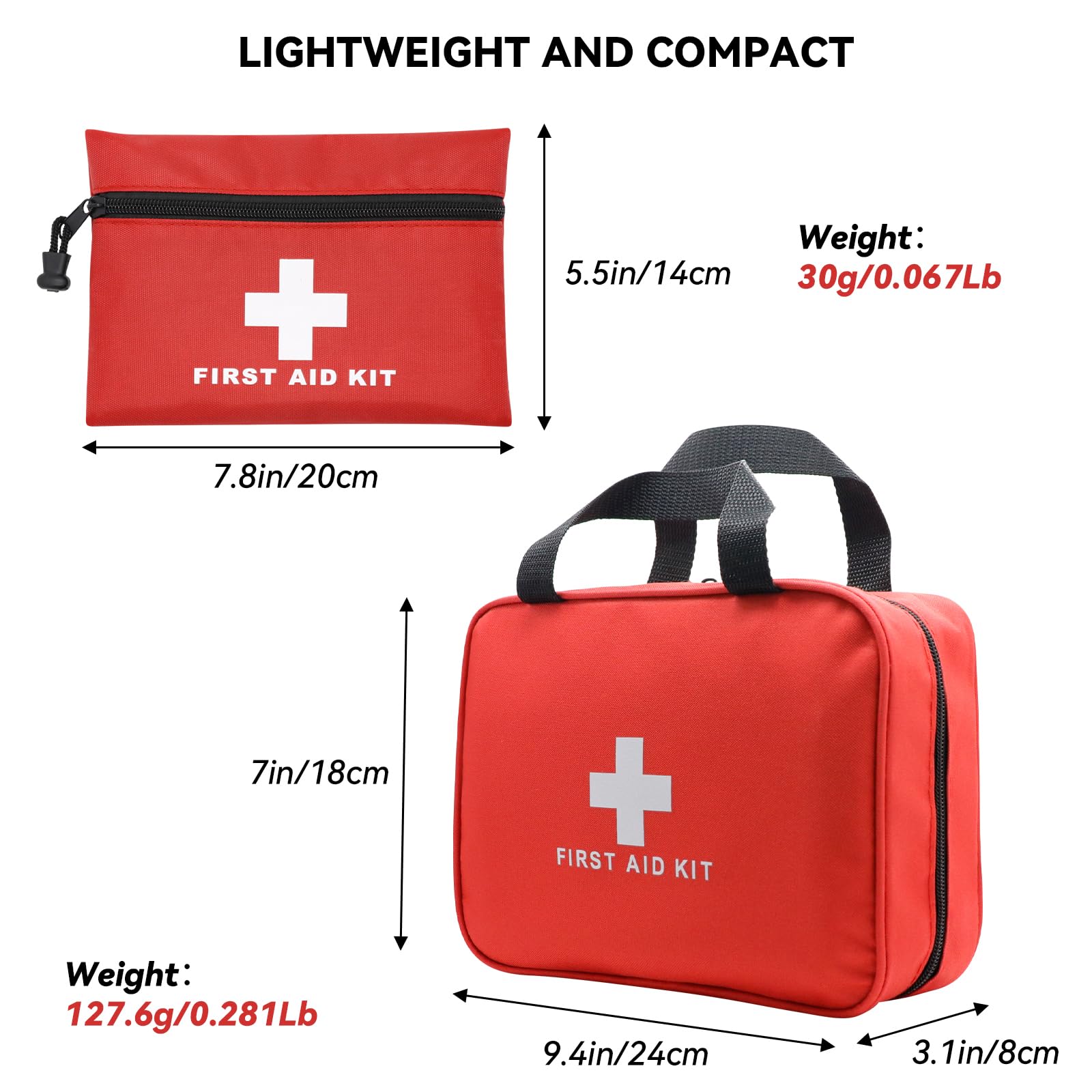 Faylapa Erste-Hilfe-Tasche für Zuhause, leere Reiseutensilien, medizinische Tasche für Reisen, Büro, Fahrzeug, Camping, Outdoor (1 Stück 24 x 18 x 8 cm + 6 Stück 20 x 14 cm, nur Tasche)