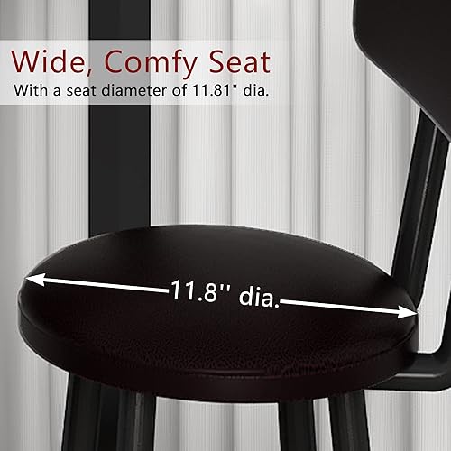 Miniatura 6 de Recaceik Juego de 2 taburetes de bar altos, taburetes de altura de bar, taburetes de desayuno tapizados de poliuretano, reposapiés, montaje simple,