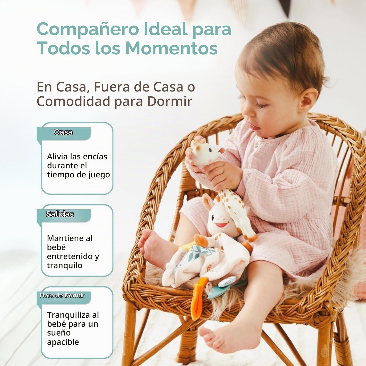 Vulli – Estuche Sophie La Jirafa y su Doudou – Juguete de bebé 0 Meses+ – Caucho natural y textiles Sensoriales – Doudou con enganche Chupete – Idea de regalo para nacimiento – Colección Había una vez