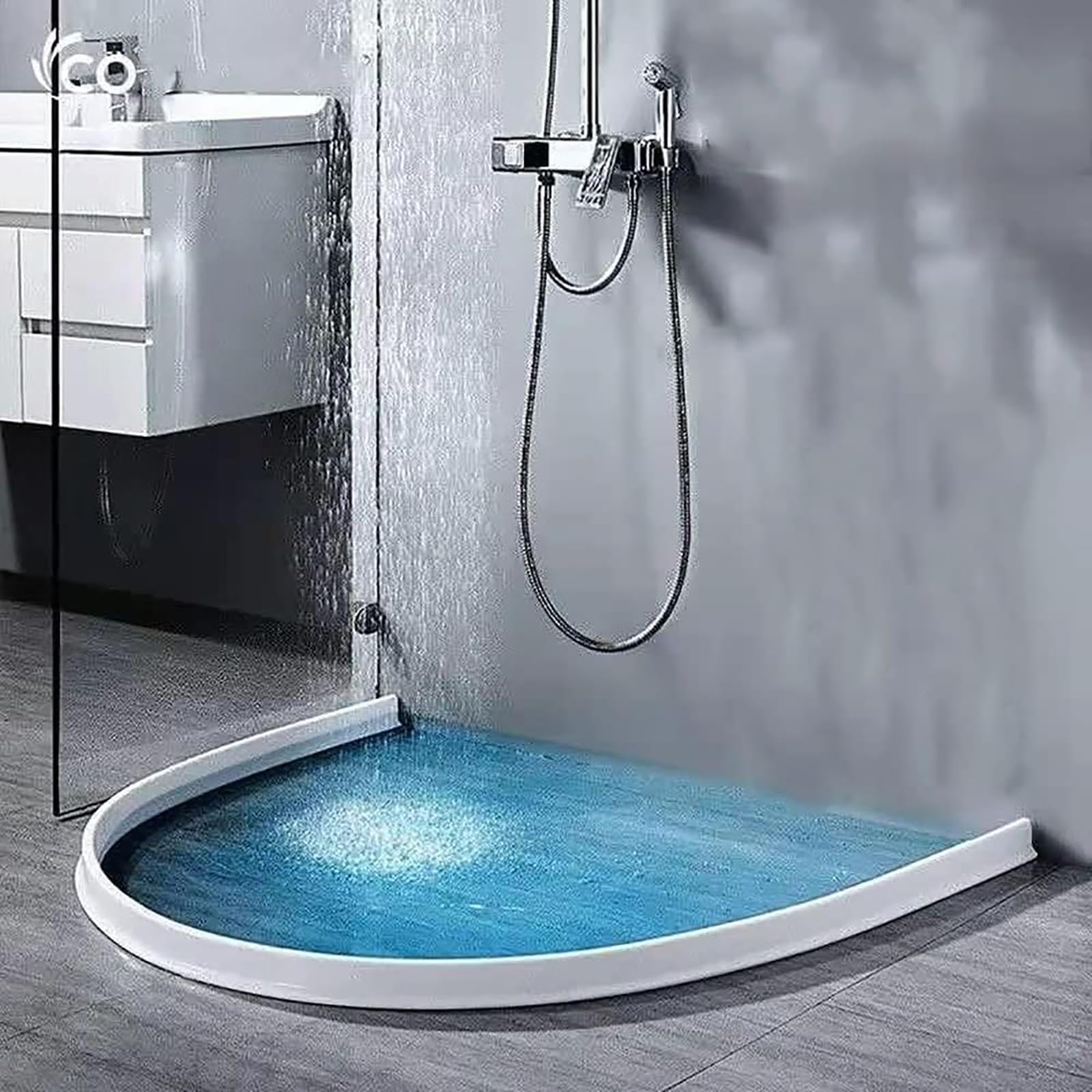 Striscia di tenuta per diga d'acqua, Barriera pieghevole per tappo dell'acqua con nastro adesivo, Barriera per soglia vasca, Diga per doccia lavello, Paraspruzzi blocca-acqua ( Color : White , Size :