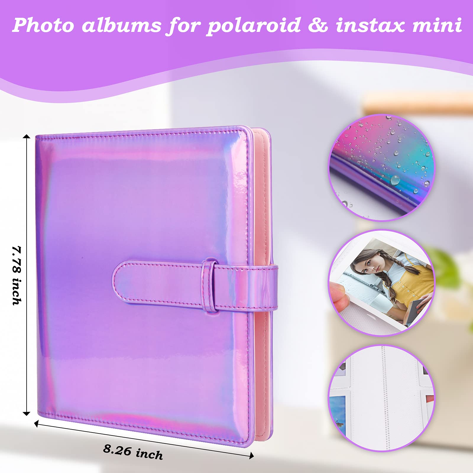 EWINNER 256 Pockets Photo Album For Fujifilm Instax Mini 99 12 11 90 70 9 8 8 LiPlay Instant Camera, Polaroid Snap SnapTouch PIC-300 Z2300, Kodak