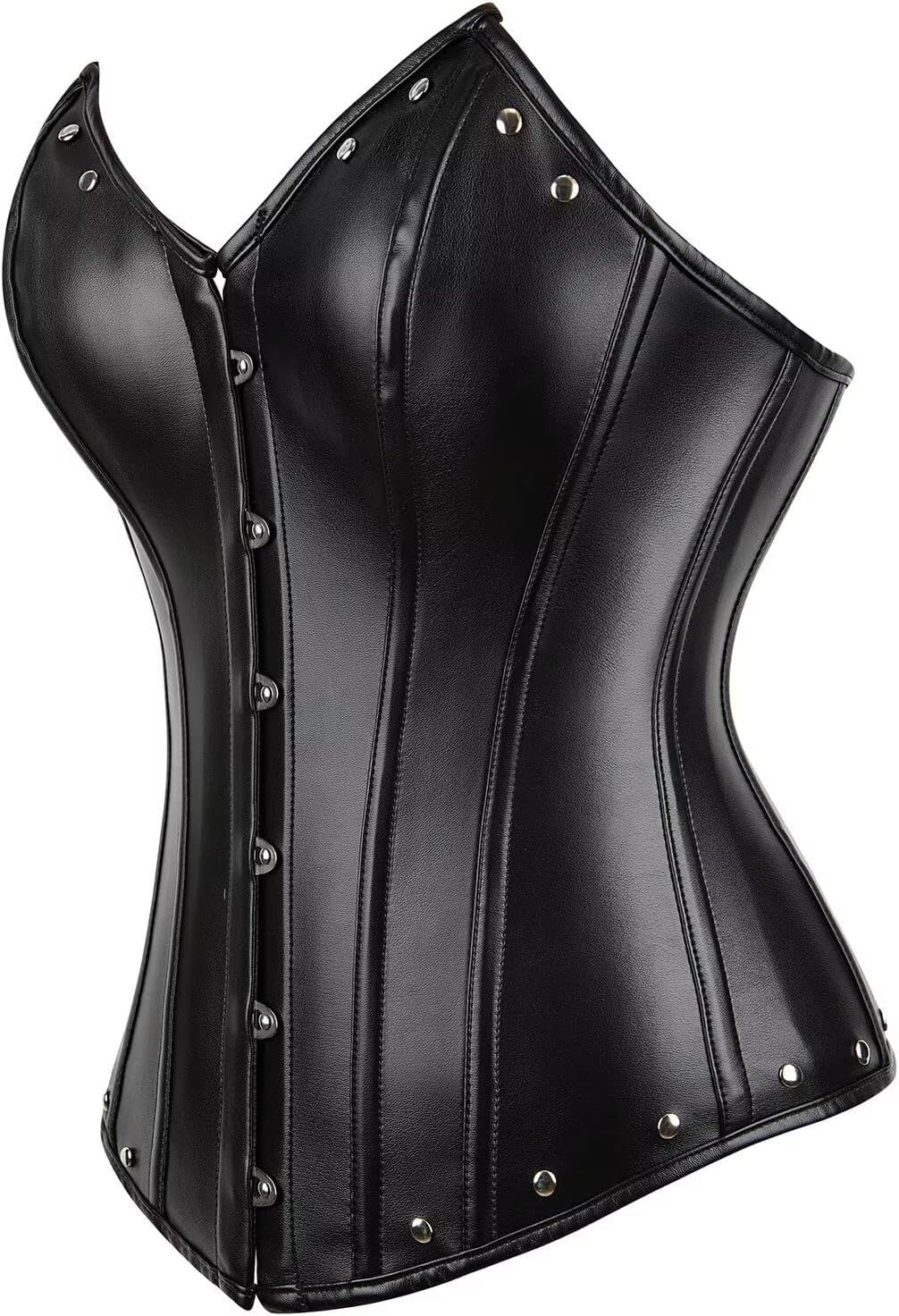 Leather Corset Bustier Boned Zipper Biker Girl Costume Lingerie Women's