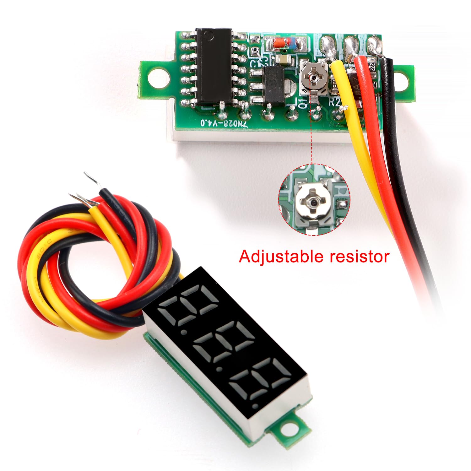 YIXISI Mini Digital LED Voltímetro 0.28" 0-100V DC 3 Cables Protección de Polaridad Medición Precisa (5 Colores)