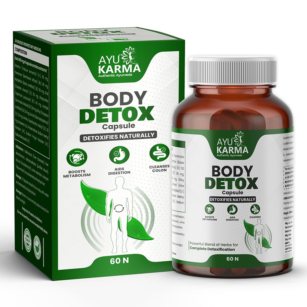 FASHION BODY Kombucha & Detox Fiber3箱 Buy AYUKARMA Body Detox Capsule Helps to Eliminate Toxins & Boost