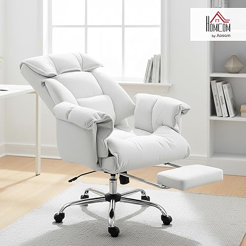 Miniatura 2 de HOMCOM Executive Office Chair with Footrest, Reclining Swivel Computer Desk Chair with High Back, Thick Cushion, Padded Armrest, Adjustable Height,