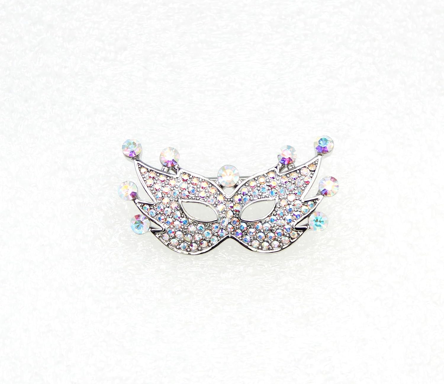 Faship Gorgeous Rhinestone Crystal Mardi Gras Mask Pin Brooch