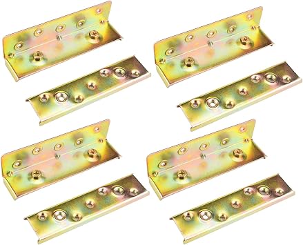 Bed Rail Brackets 4-Pack - No-Mortise Metal Connectors for Wood Bed Frame, Premium Mounting Hardware, Easy to Install Fasteners- 6 Inch 1.5mm Thick