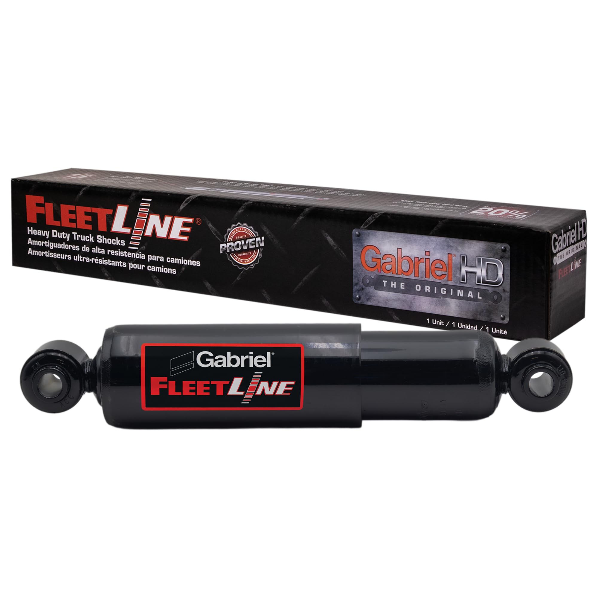 Gabriel 85933 FleetLine HD Truck Front Shocks Fits Mack; Powerhouse Coach; Volvo VNL VNR Series; Mc Neilus Truck w/Hendrickson Airtek OEM# 20485633, 21137330, 64838-001, 64838-002