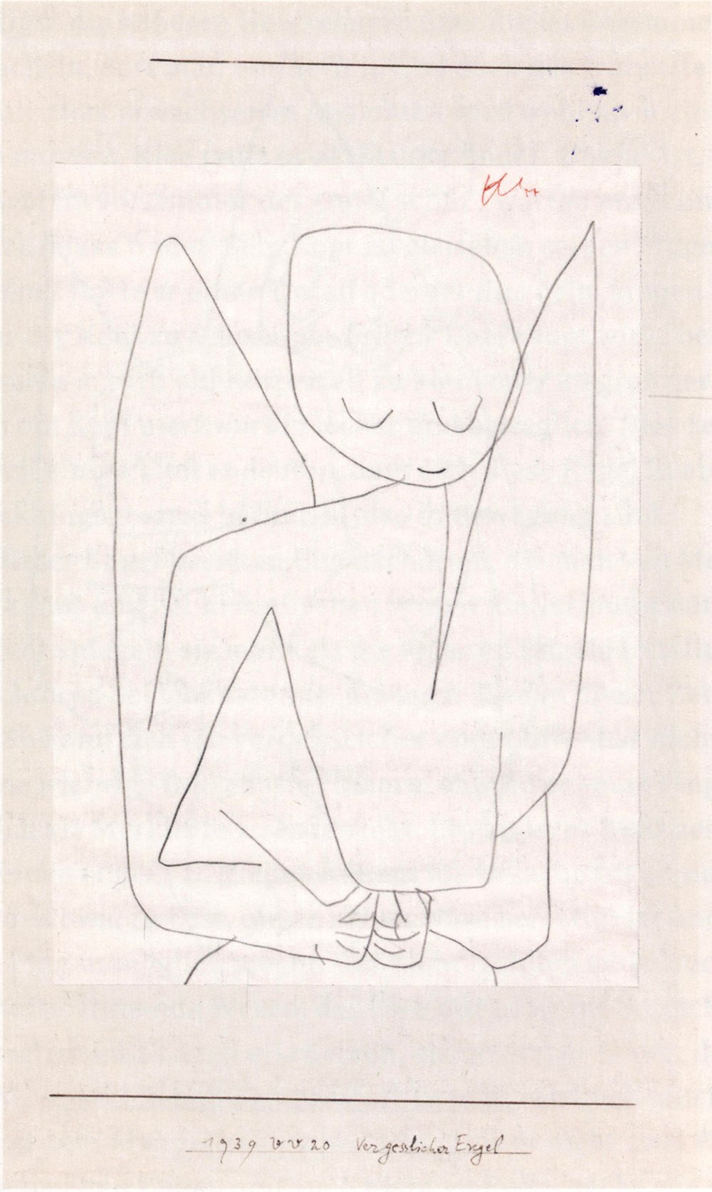 Pintura Paul Klee - Vergesslicher Engel, lámina artística decorativa mediana en marco marrón