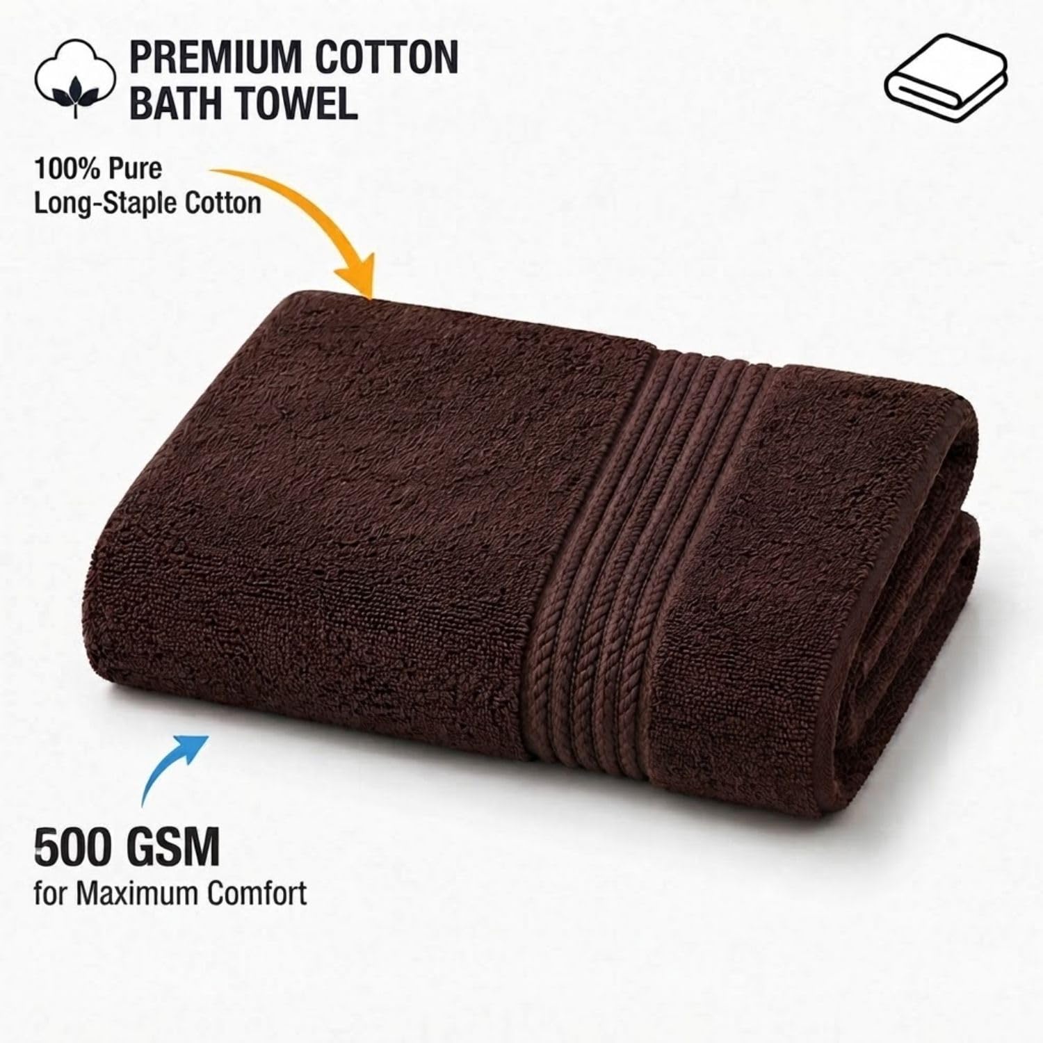 LINORA 2-Pack Cotton Bath Towels - Soft & Absorbent -3