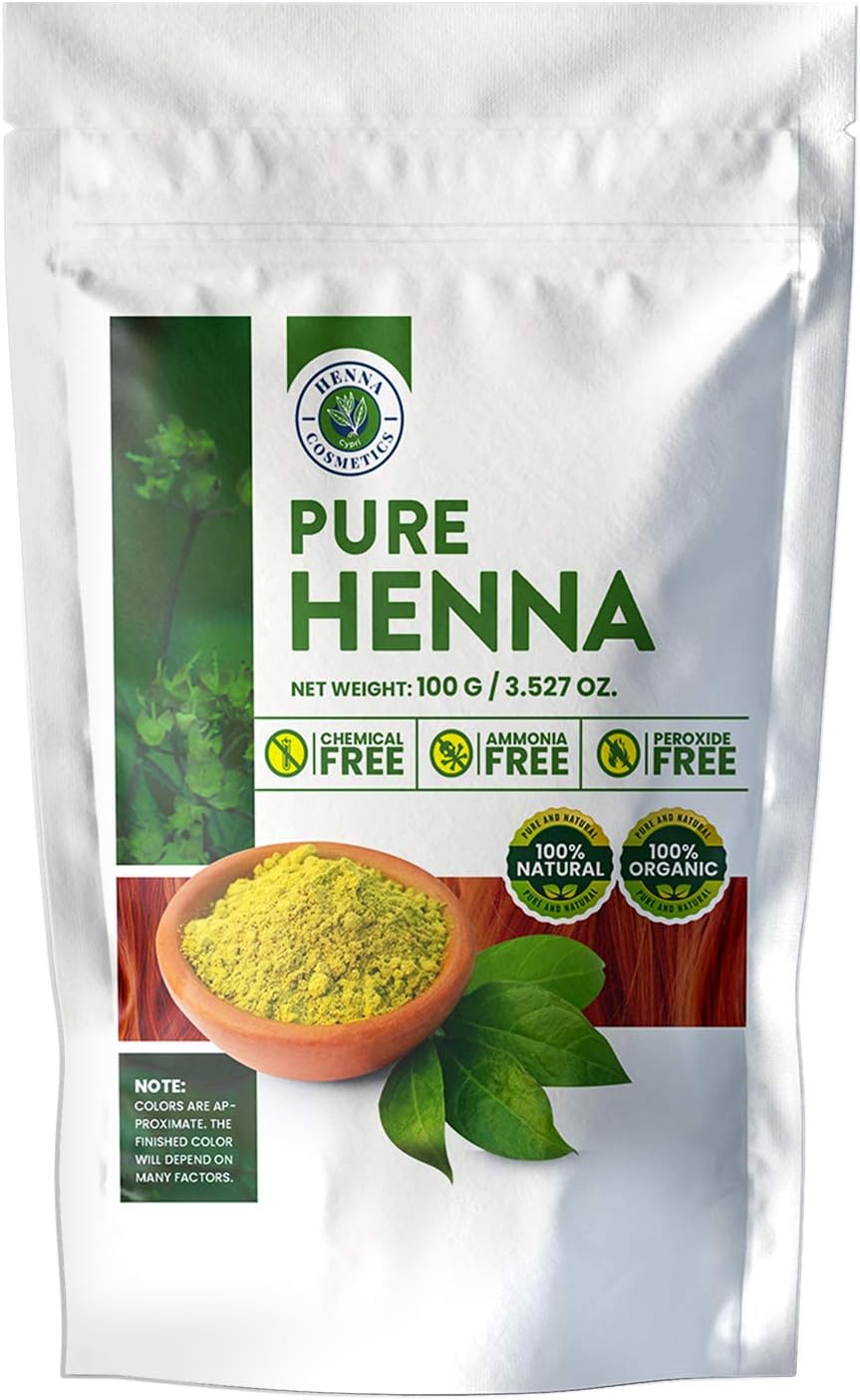 Henna Cosmetics Henna Hair Color & Beard Dye for Men | Brown Red Henna Powder for Hair | Organic Hair Dye without Chemicals | 100 Grams / 3.52 Ounce