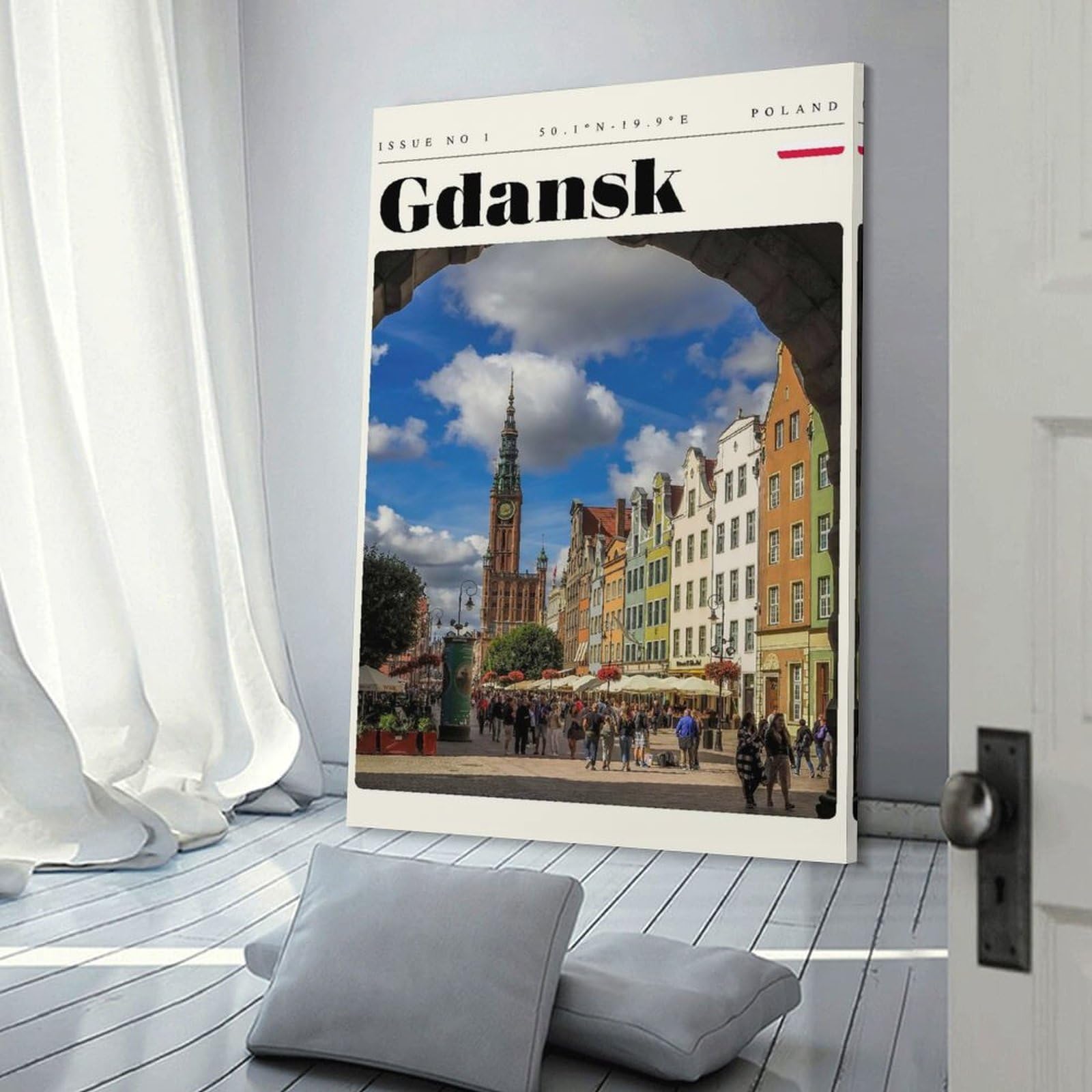 Junmoney Frame-Style-10 Gdansk Poland Travel Art Hanging Wall Art, 08X12inch(20X30cm), For Entrance Walls, Hall Decor Or Foyers, Wall Decor To Refresh Empty Corners