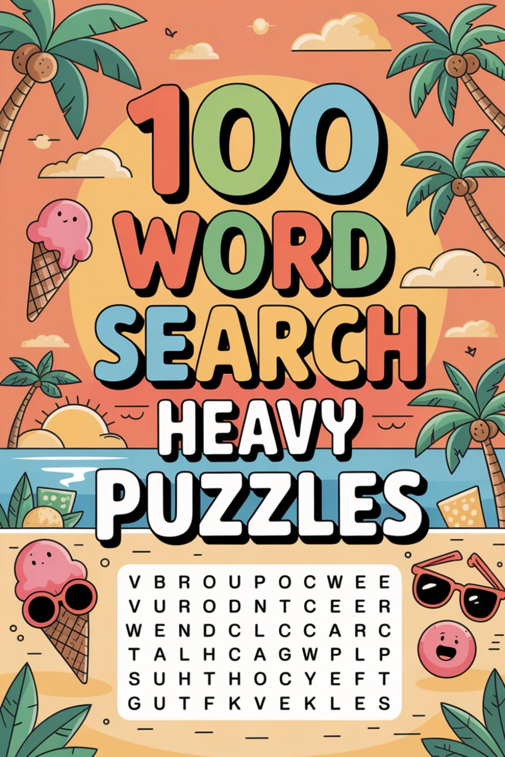 100 Word Search Heavy Puzzles: Thoughtful Puzzle Challenge Book for Adults with Summer Vibes