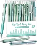 Four Candies Gel Pens, Cute Writing Pens with 0.5mm Fine Point, Black & Pink Ink Pen with Highlighter for Journaling Note Taking, Aesthetic School Office Supplies Japanese Stationery, Set of 12 - Rose | Back to School Supplies, Office Essentials for