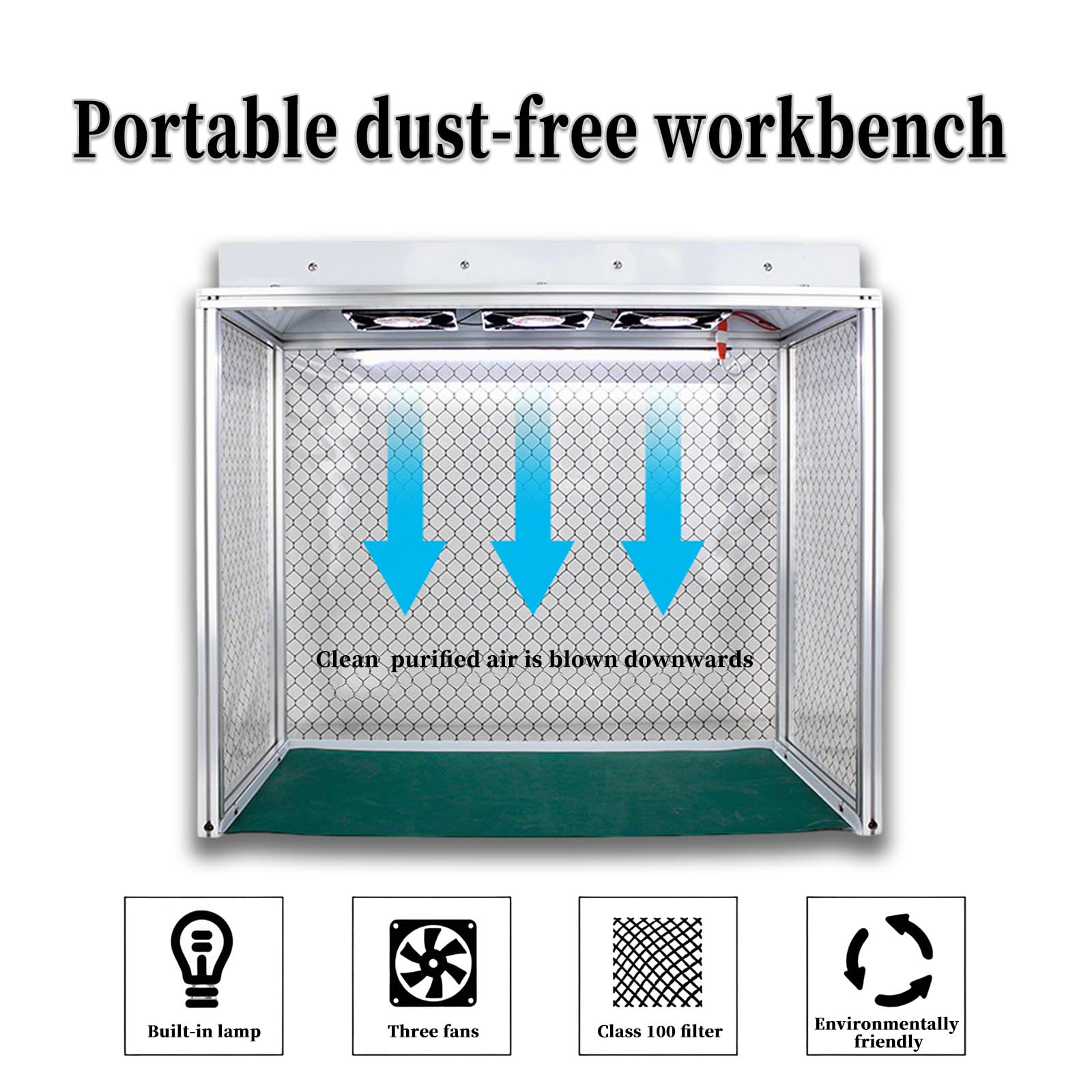 Vertikale Laminar-Flowbox, Reinraum Werkbank mit Laminar-Flow-Box, Hocheffizienz Filter, mit elektrostatischem Vorhang/Silikonmatte/Bodenplatte, für Handy-Reparaturwerkstätten/Labore