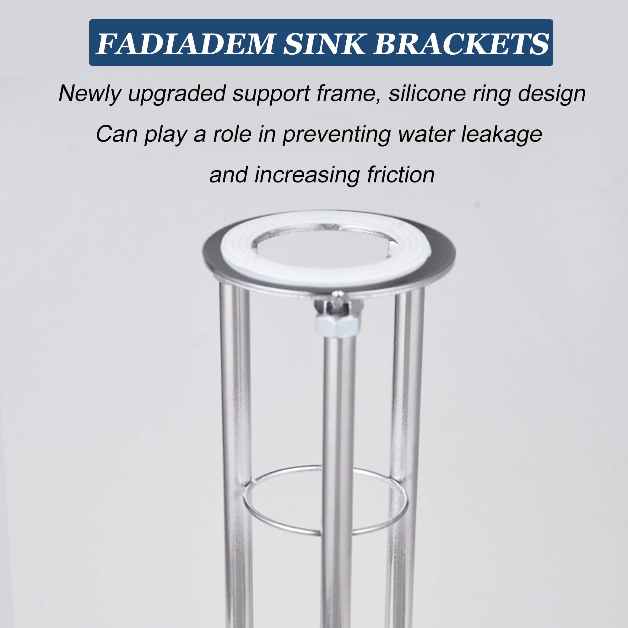 Soportes de acero inoxidable para fregadero de montaje inferior, patas ajustables, kit de instalación para fregadero de cocina y baño, sistema de reparación que nunca se cae