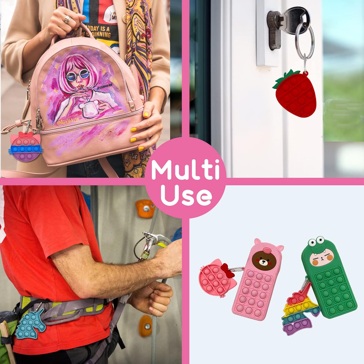 IFNEXT Easter Mini Pop Popping Bubble Sensory Fidget Toys Anxiety Bubbles Keychain Toy Stress Relief Hand Toy Desk Toy for Kids Girls Boys Adults(Dinosaur & Cat & Unicorn) : Toys & Games