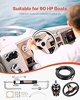 Vista 2 de VEVOR Hydraulic Outboard Steering Kit, 90/150/300HP Helm Pump Marine Boat Hydraulic Steering System, 13.5 inch Steering Wheel with 10–26 ft
