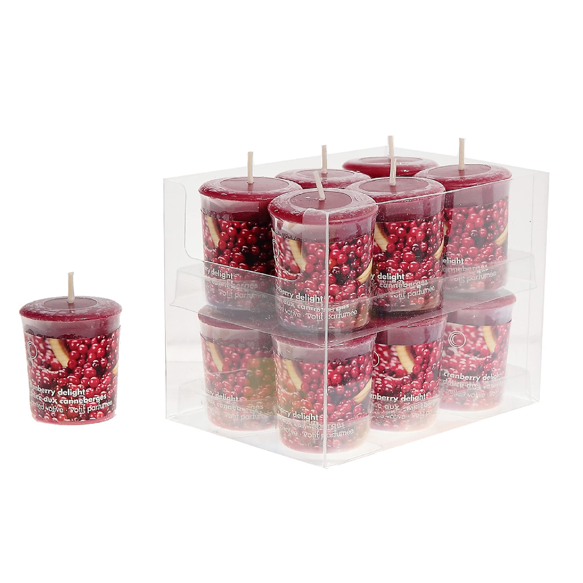 IH CASADECOR Mushroom Votive (Cranberry Delight) (12/Display) -Set of 12 Candles, Red