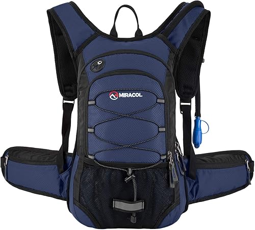 Hydration Pack Hiking Water Backpack - Miracol Insulated Water Bag with 2L Bladder Navy Blue