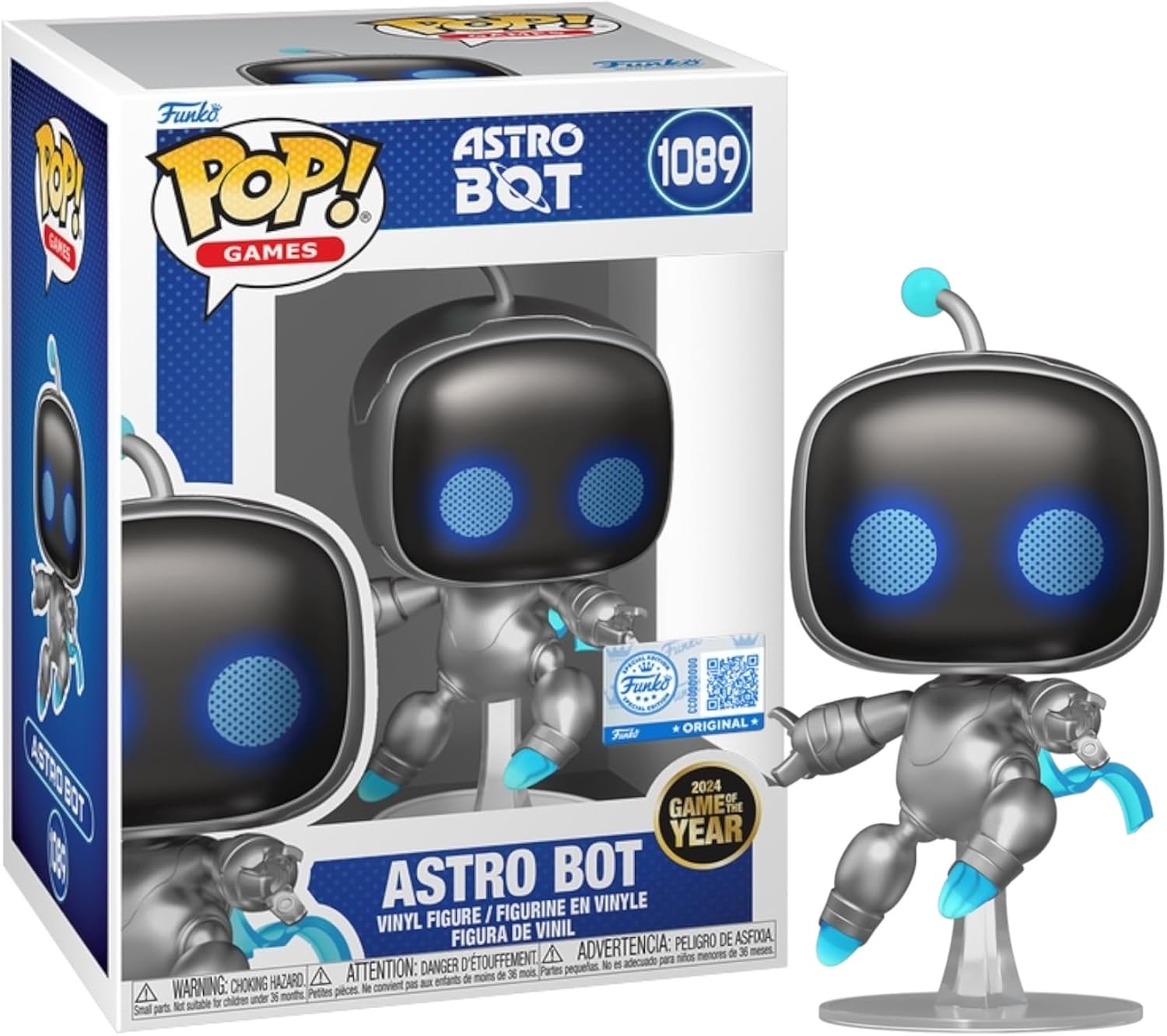 Funko POP! Games Astro Bot Vinyl Figure, 2024 Game of The Year Edition, Silver and Black, 4-Inches Tall, #1089, with UV Premium Plastic Protector