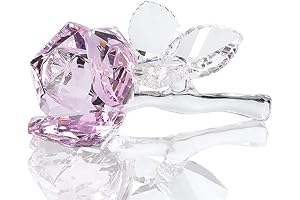 Waltz&F Crystal Rose Flower Figurine, Exquisite Collectible Statue and Elegant Table Centerpiece