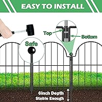 Vista 3 de Valla de Jardín, 22 pulgadas de alto x 21 pies de largo, de metal arqueado a prueba de óxido, borde de valla de jardín sin excavación, estaca