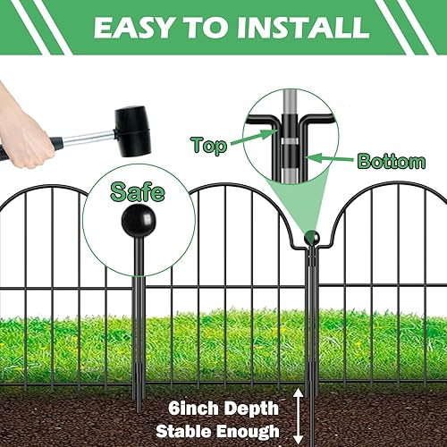 Miniatura 3 de Valla de jardín, 22 pulgadas de alto x 21 pies de largo, de metal arqueado a prueba de óxido, borde de valla de jardín sin excavación, valla de