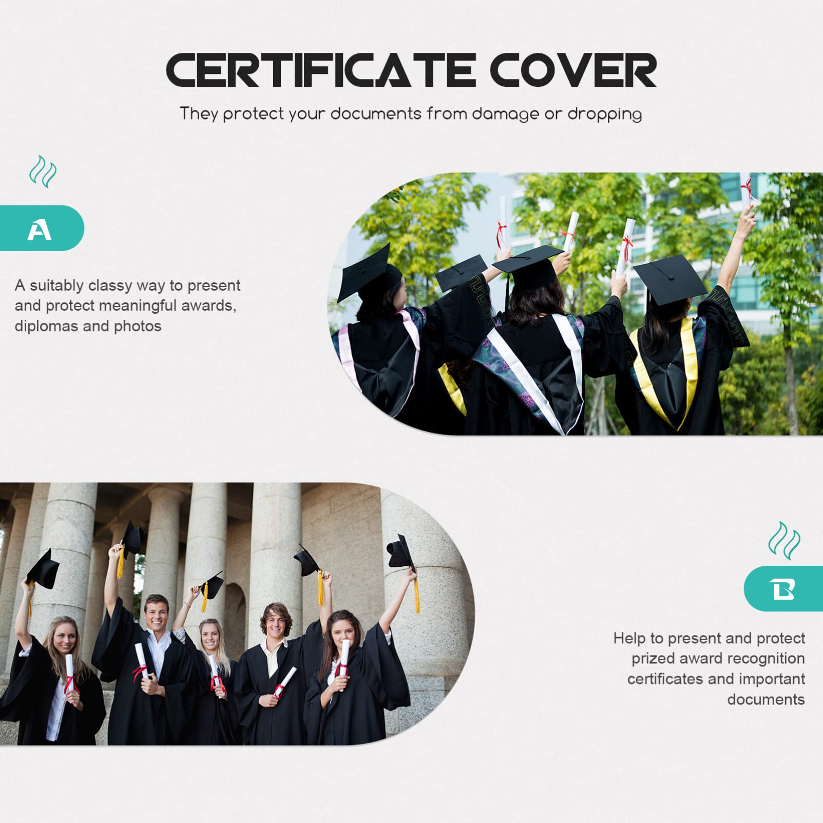 Zerodeko 5 Porta Certificati: Porta Diploma Con Stampa In Oro Copertine Per Documenti Copertine Per Diploma Bordo In Lamina D'oro Per Certificato Documenti