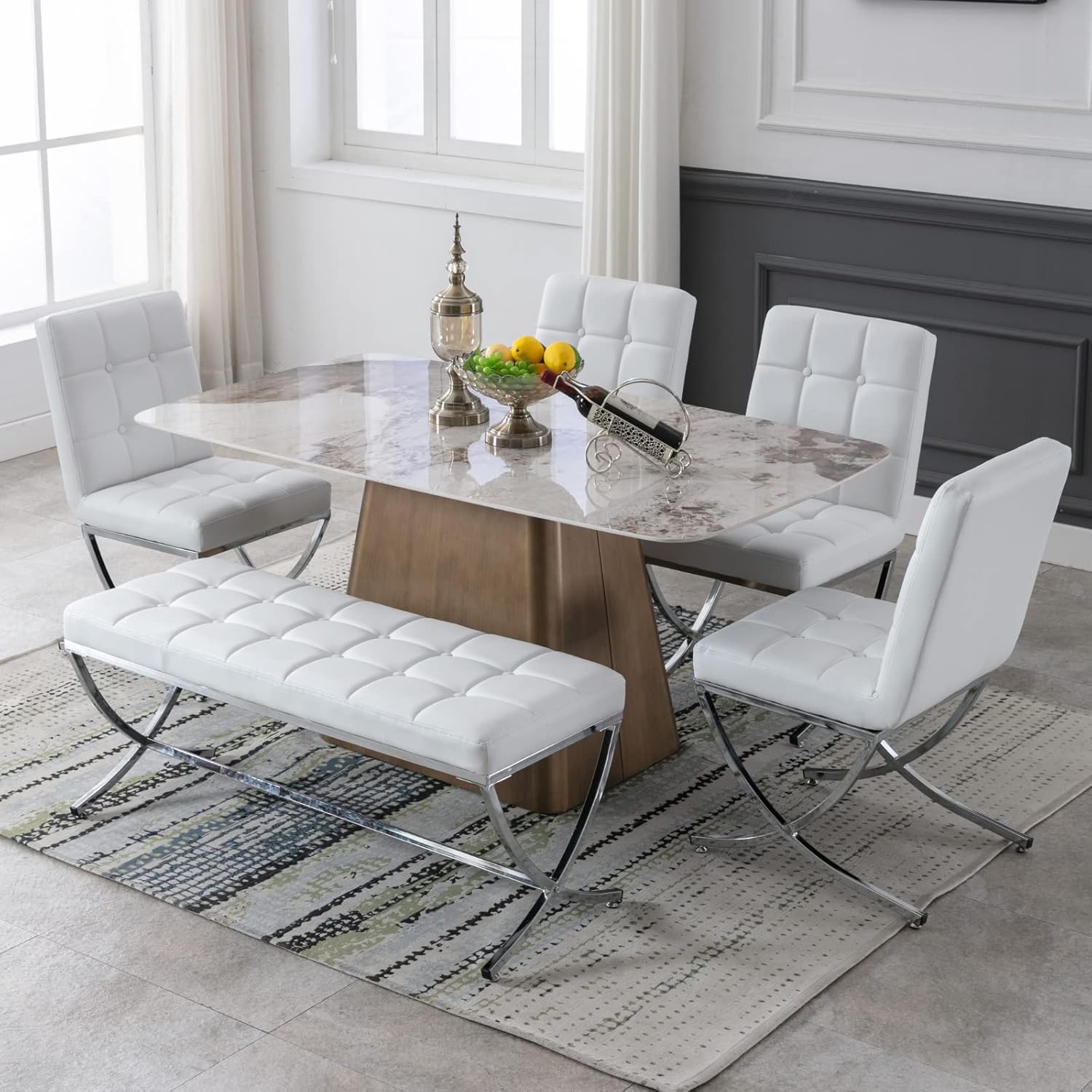 HEAHYO 5 Piece Dining Chairs and Bench Set, Kitchen