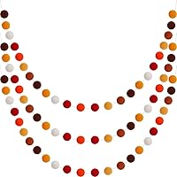 Vista 1 de WILLBOND 3 Piezas Guirnalda de Bolas de Fieltro de Lana Arcoíris Coloridos Pompones de 6.5 pies de Largo, 24 Bolas para Pascua, Mardi Gras, Aula