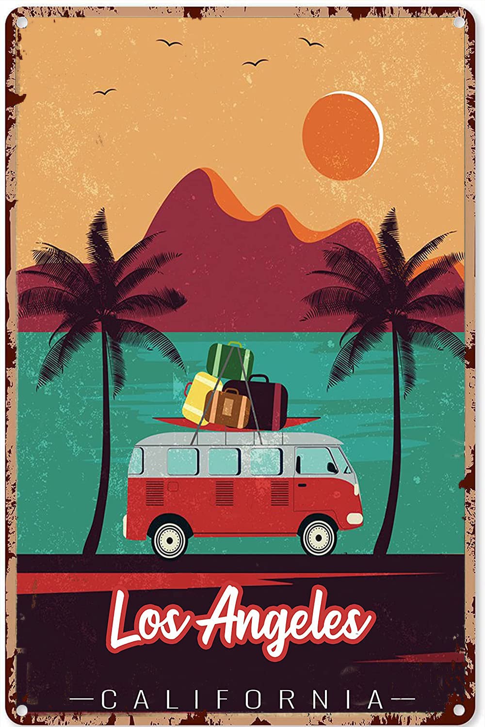 California Los Angeles Wall Decor Garden Wall Decor Poster Metal Sign 8X12 Inches