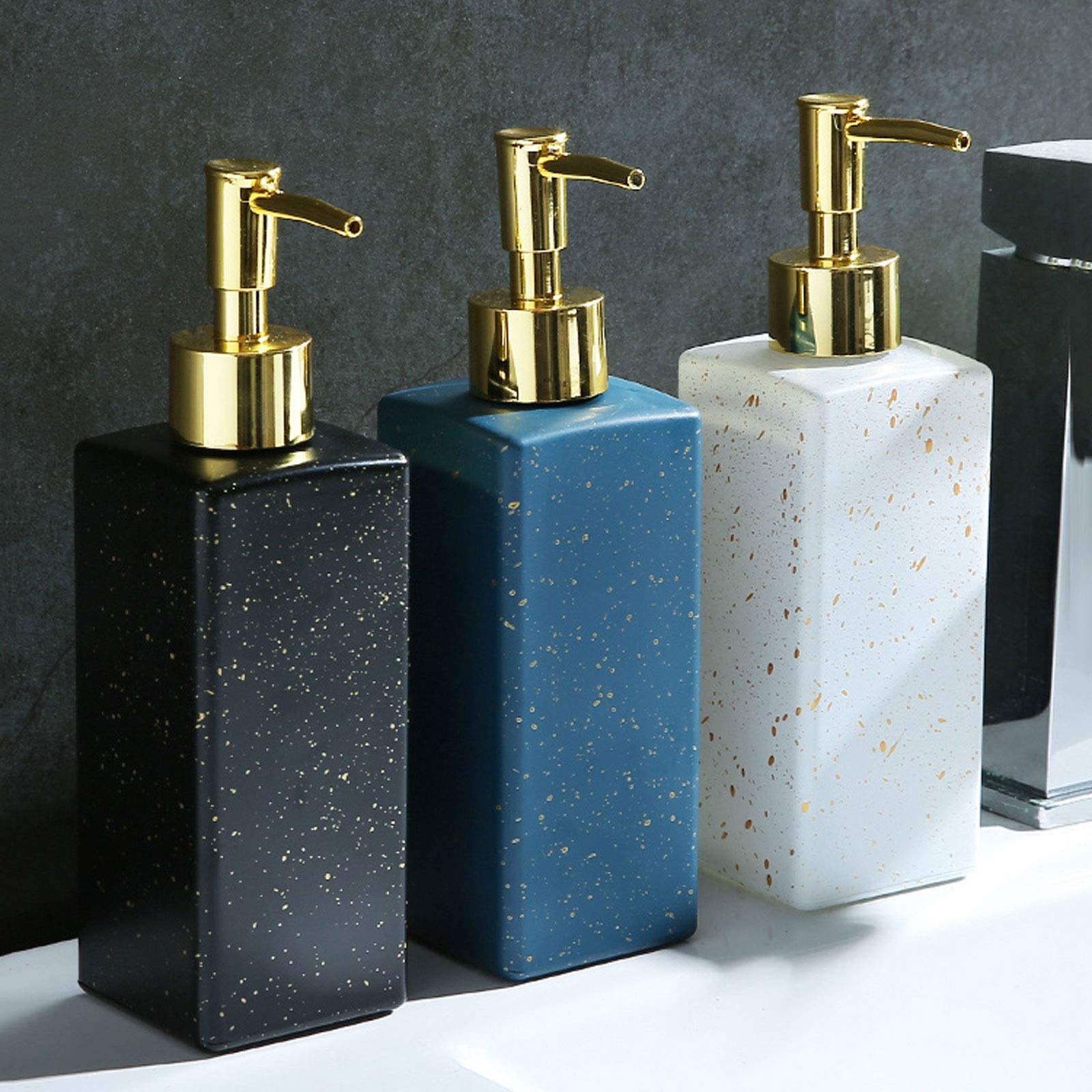 Dispenser di sapone in vetro per doccia – Qualità premium, formato grande, adatto sia per ciotola che per impugnatura, ideale per cucina e bagno, per oli essenziali e lozioni trasparenti (Colore: B)