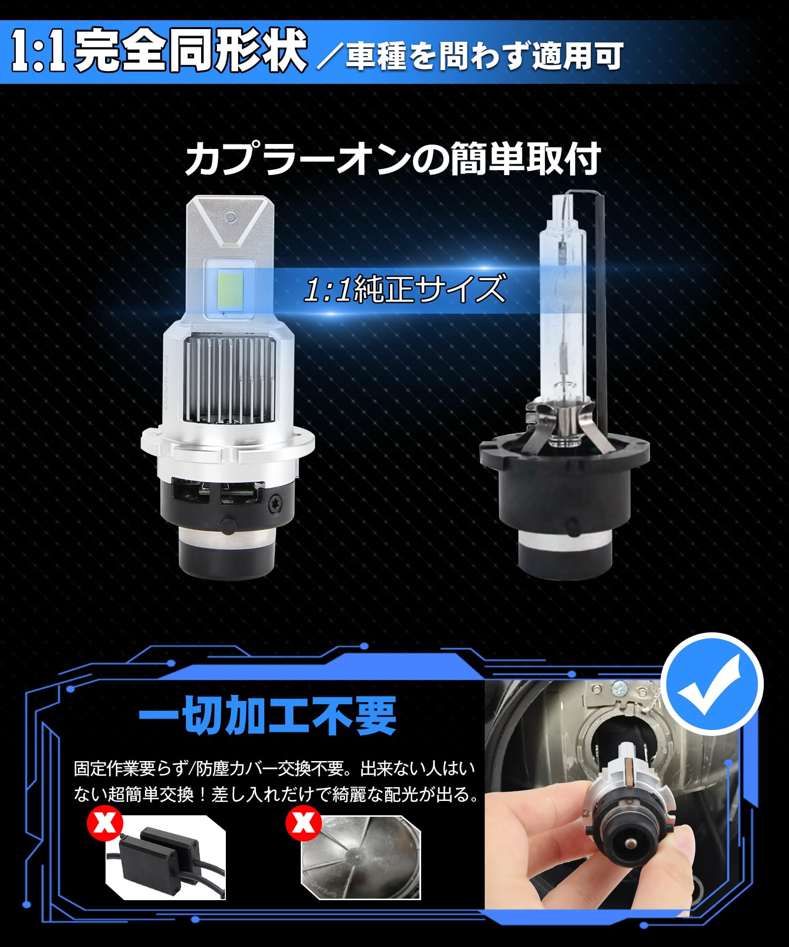 Amazon | 【完全同形状】SINMAIT D2S LED ヘッドライト爆光 D2S ヘッド