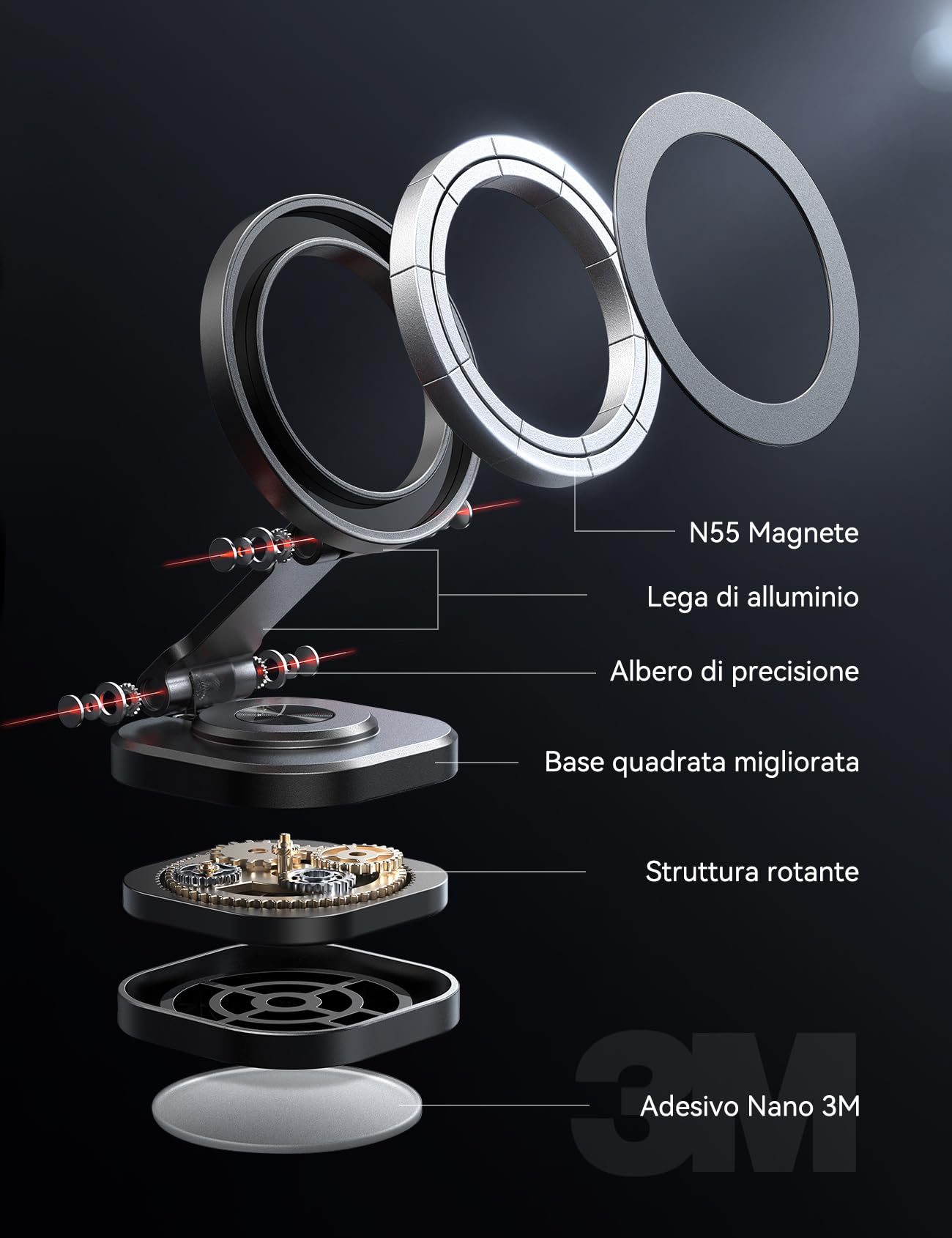 JOYROOM Całkowicie Metalowy Uchwyt Samochodowy Magsafe [Składany Stop i Obrót o 360°] Do iPhone'a Na Deskę Rozdzielczą Z Magnesami 20XN55, Magnetyczny Do Telefonu