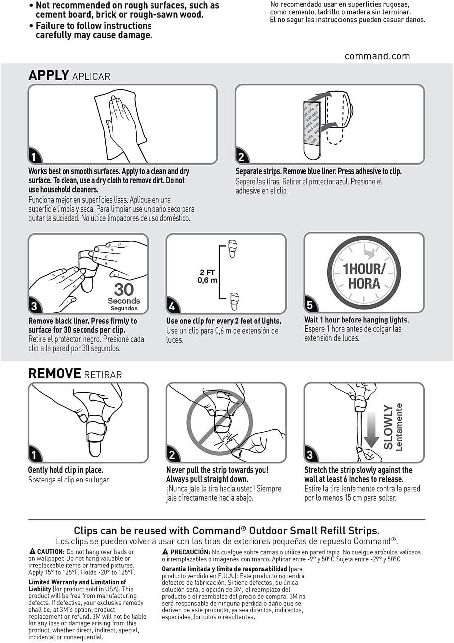 Command Outdoor Light Clips with Foam Strips, Clear, 30/Pack (17017CLRAW30NA)