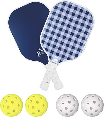 Sonix  Aprobado por USAPA  Juego de 2 palas de pickleball  Juego de pickleball de superficie de fibra de vidrio con 2 raquetas, 4 bolas y bolsa