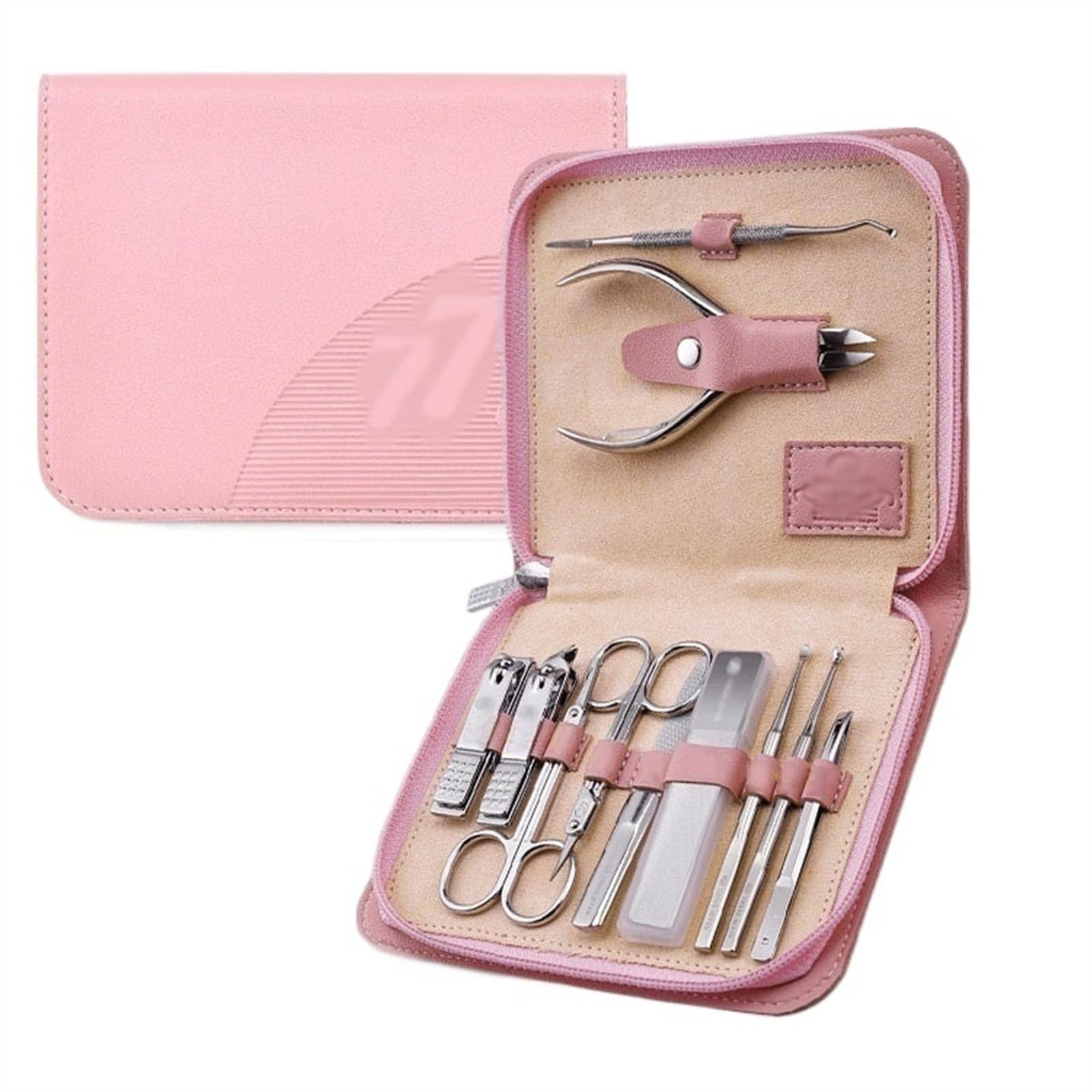 Kit de Manicura Kit de cortaúñas de 11 piezas, juego de manicura profesional, kit de cuidado de pedicura de acero inoxidable, herramientas for el cuidado de uñas con estuche de viaje for hombres y muj